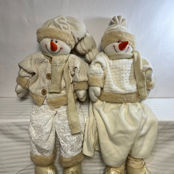 MR & MRS SNOWMAN WEIGHTED SHELF SITTING PLUSH CHRISTMAS HOLIDAY 29" TALL UNIQUE - Picture 2 of 10